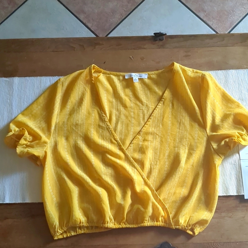 Yellow cropped blouse